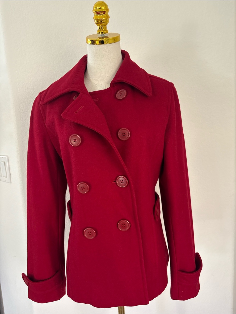 giacca Double-Breasted Red Peacoat